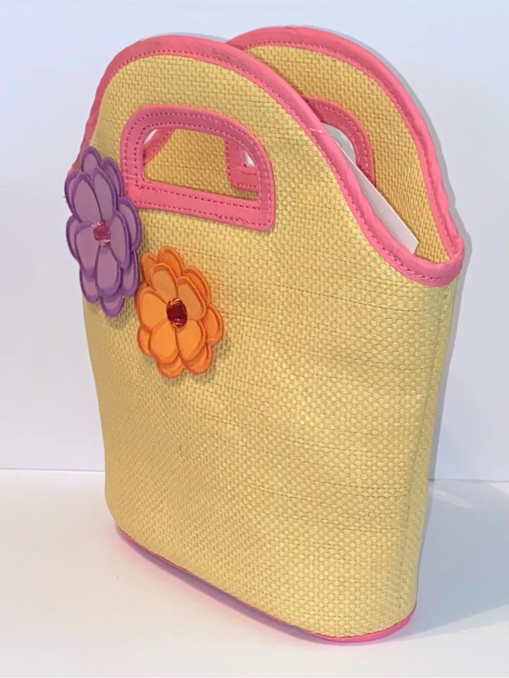 Gymboree ‘Pretty Posies’ Straw Tote Handbag with Floral Embellishments